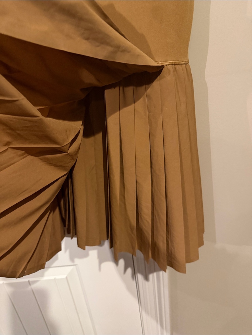 Pleated Tank Dress  Skort in Camel Brown with built in shorts - Picture 5 of 8